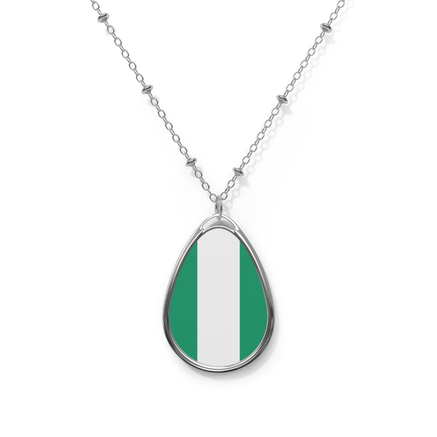 Nigeria Flag Oval Necklace | Nigerian Flag Pendant | Heritage Jewelry | Cultural Gift | Rep Ya Flag