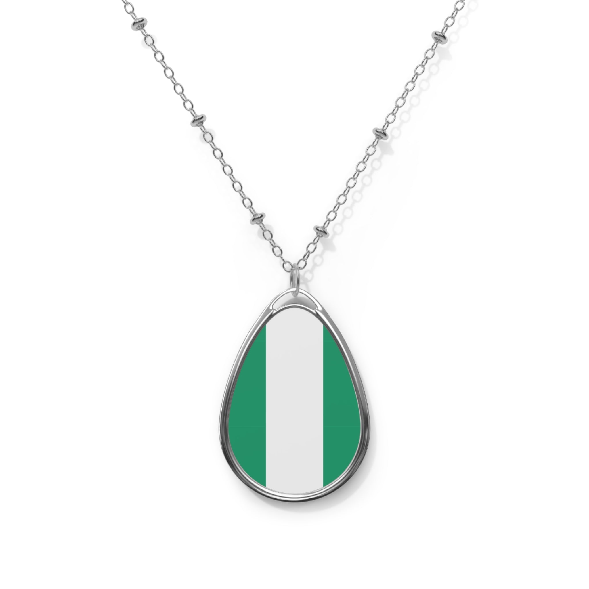 Nigeria Flag Oval Necklace | Nigerian Flag Pendant | Heritage Jewelry | Cultural Gift | Rep Ya Flag