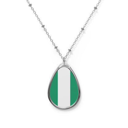 Nigeria Flag Oval Necklace | Nigerian Flag Pendant | Heritage Jewelry | Cultural Gift | Rep Ya Flag