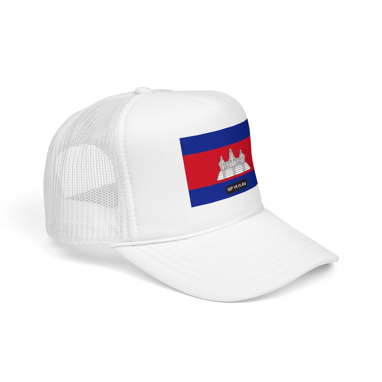 Cambodia Flag Foam Trucker Hat | Cambodian Pride Snapback Cap | Rep Ya Flag