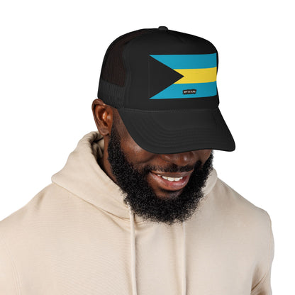 Bahamas Flag Foam Trucker Hat | Bahamian Pride Snapback Cap | Rep Ya Flag
