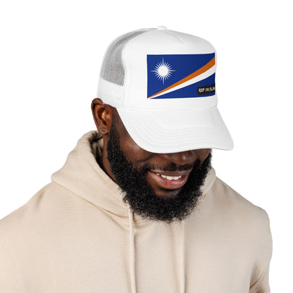 Marshall Islands Flag Foam Trucker Hat | Marshallese Pride Snapback Cap | Rep Ya Flag