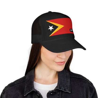 Timor-Leste Flag Foam Trucker Hat | Rep Ya Flag design