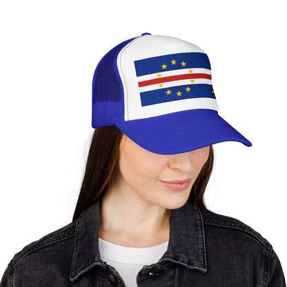 Cabo Verde Flag Foam Trucker Hat | Cape Verde Pride Snapback Cap | Rep Ya Flag