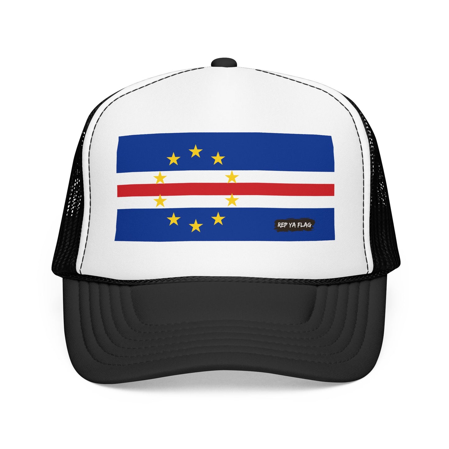 Cabo Verde Flag Foam Trucker Hat | Cape Verde Pride Snapback Cap | Rep Ya Flag