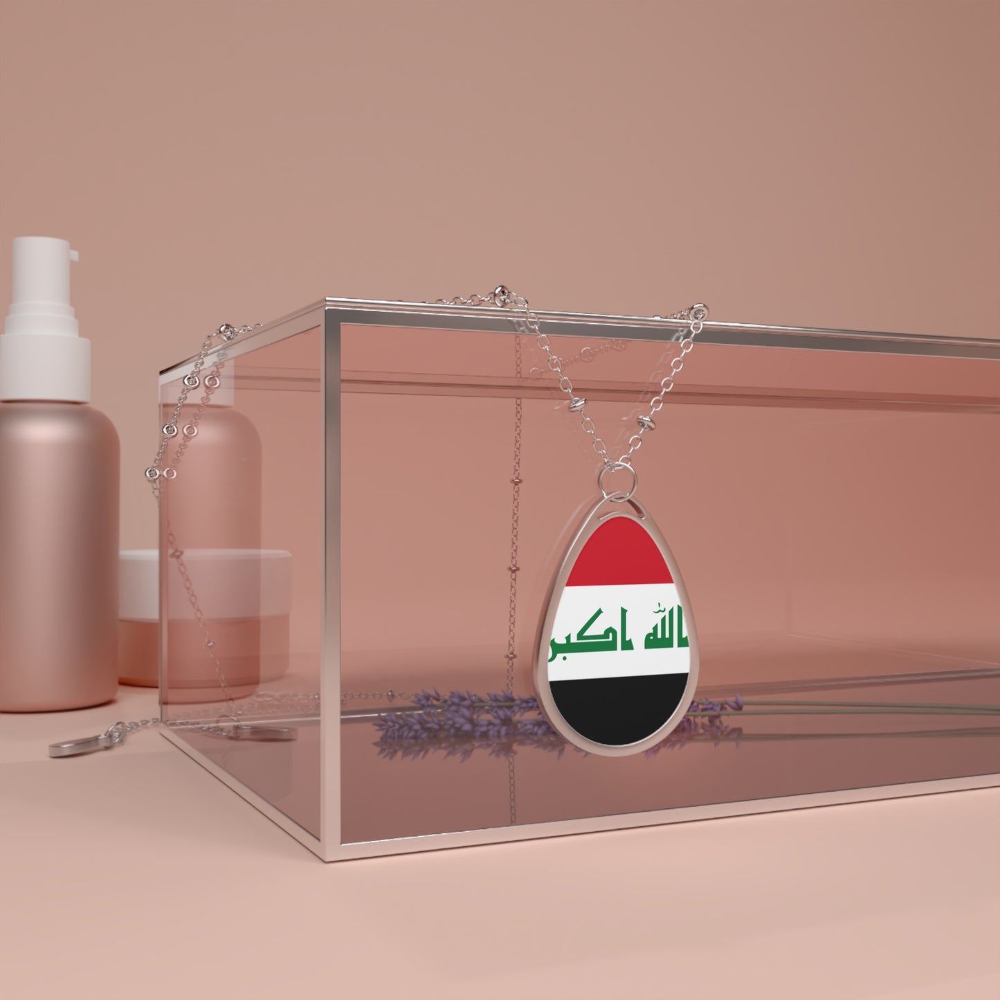 Iraq Flag Oval Necklace | Iraqi Heritage Pendant | Rep Ya Flag