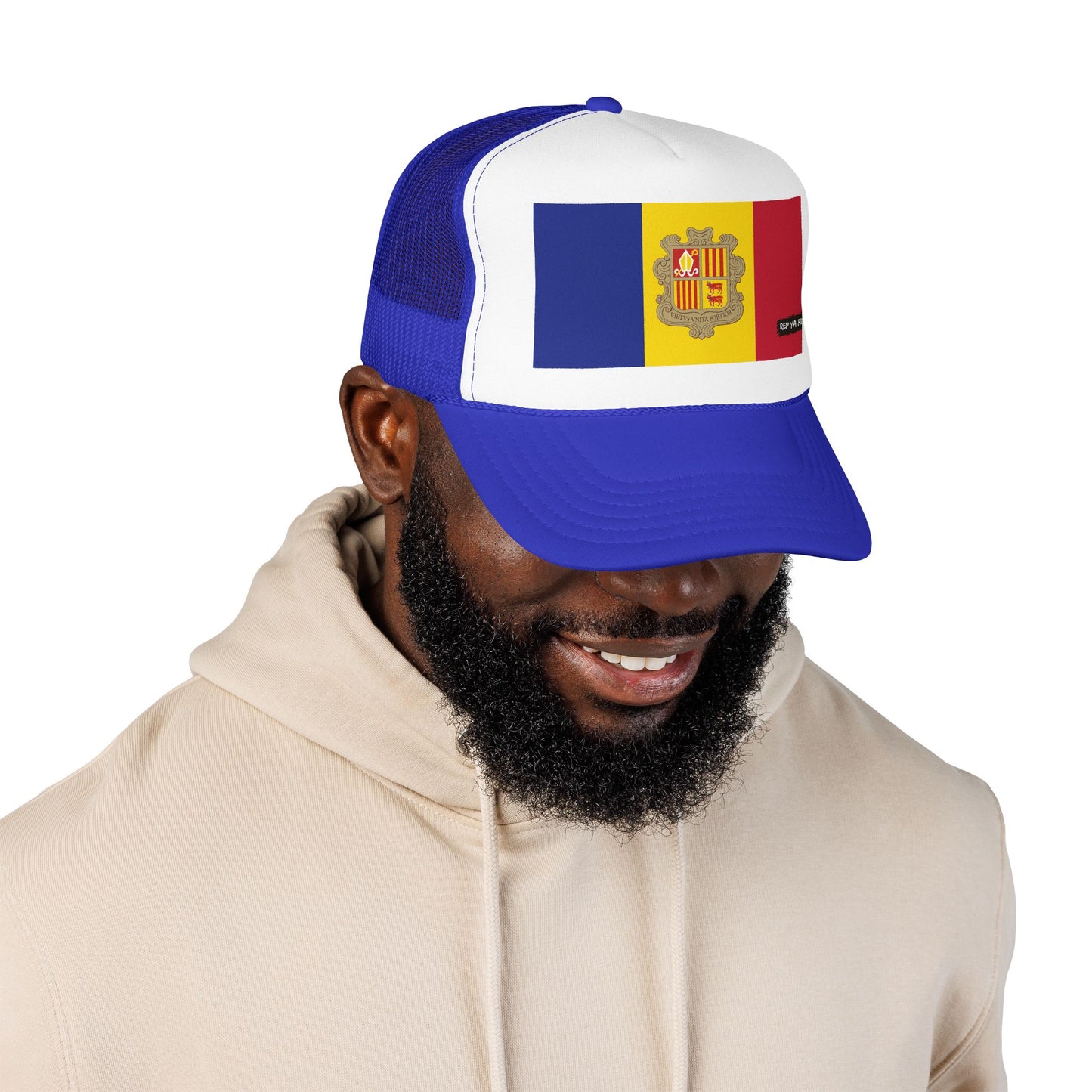 Andorra Flag Foam Trucker Hat | Andorran Pride Snapback Cap | Rep Ya Flag