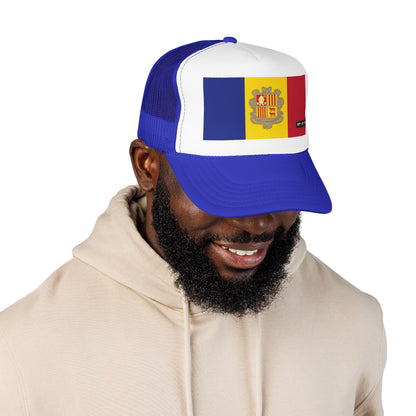 Andorra Flag Foam Trucker Hat | Andorran Pride Snapback Cap | Rep Ya Flag
