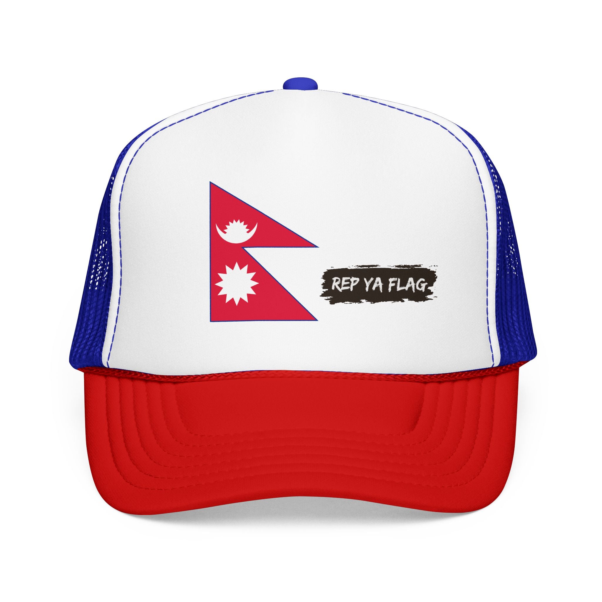 Nepal Flag Foam Trucker Hat | Nepali Pride Snapback Cap | Rep Ya Flag