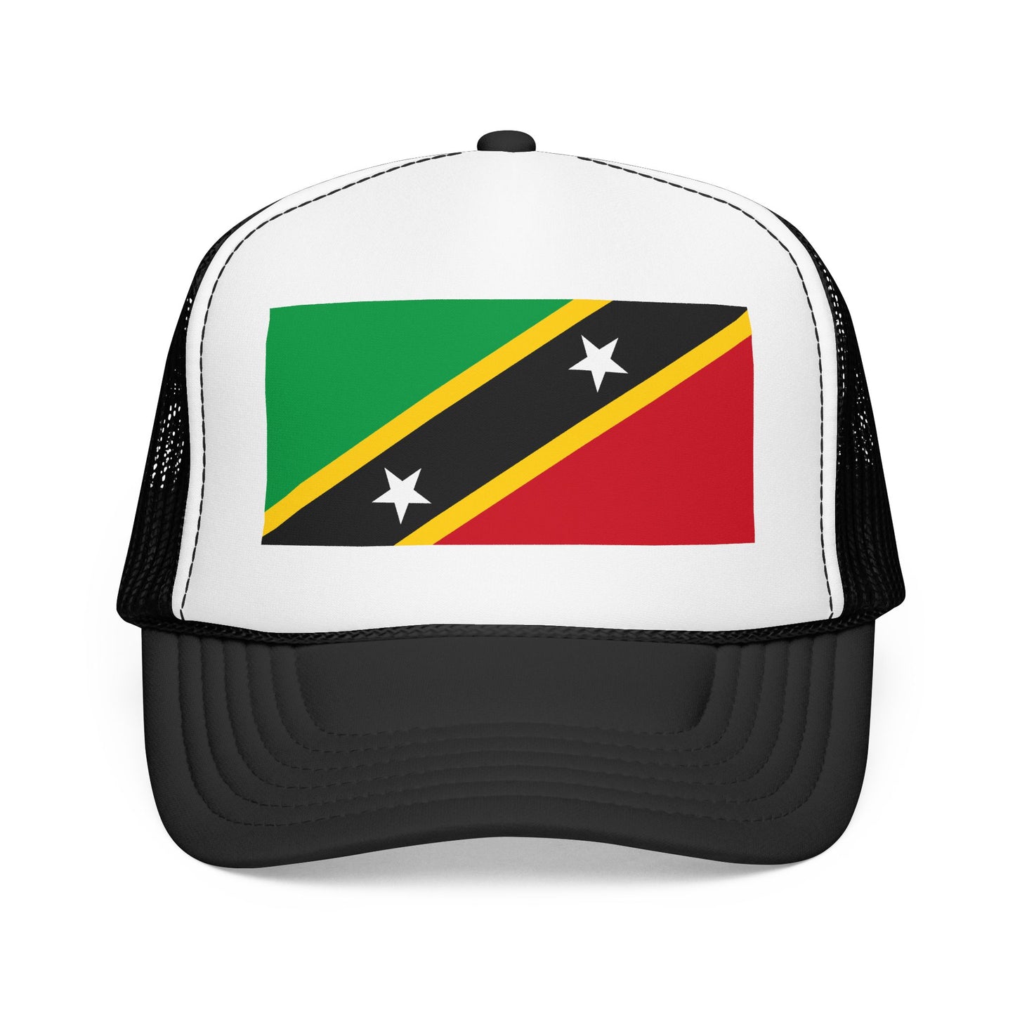 Saint Kitts and Nevis Flag Foam Trucker Hat | Kittitian & Nevisian Pride Snapback Cap | Rep Ya Flag