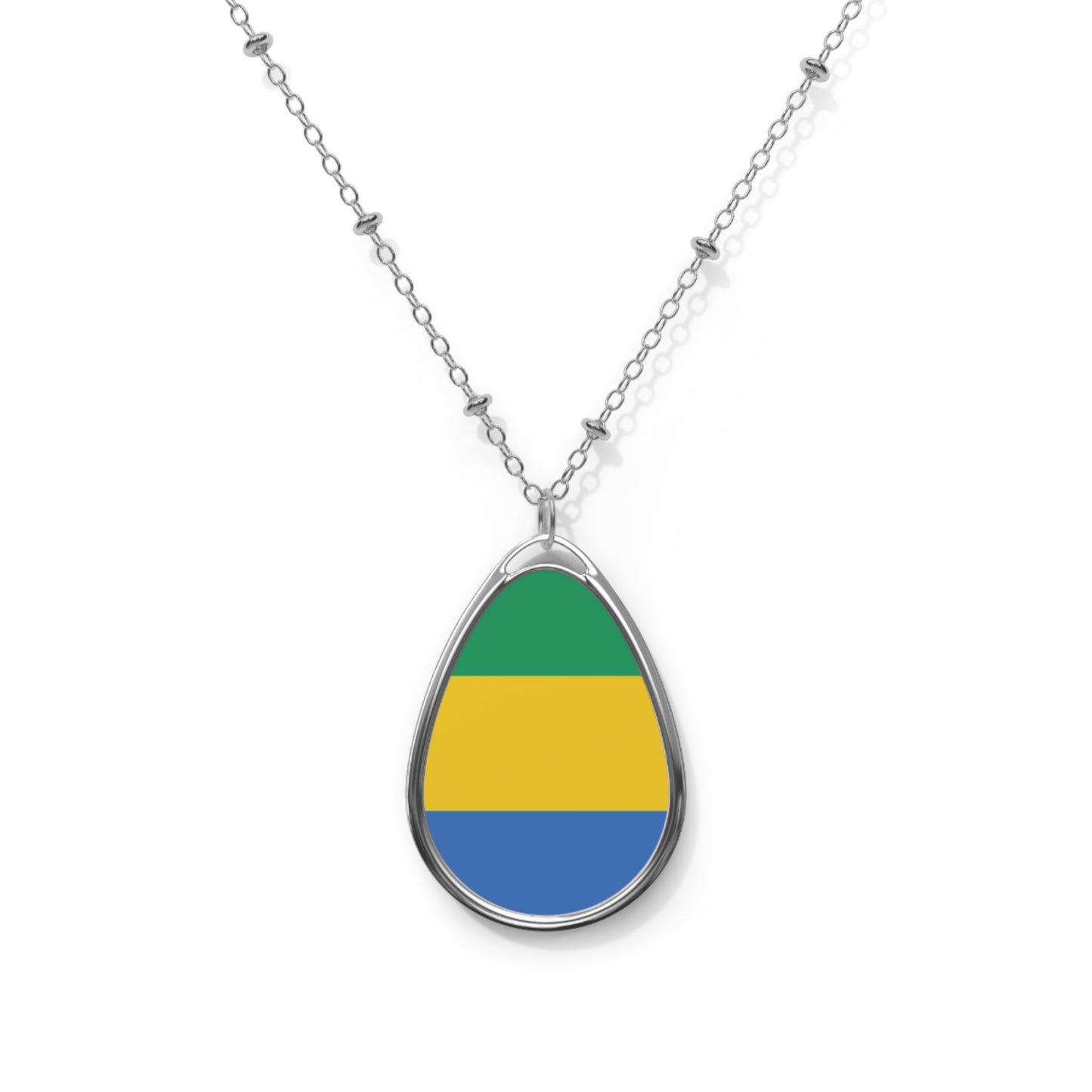 Gabon Flag Oval Necklace | Gabonese Heritage Pendant | Rep Ya Flag