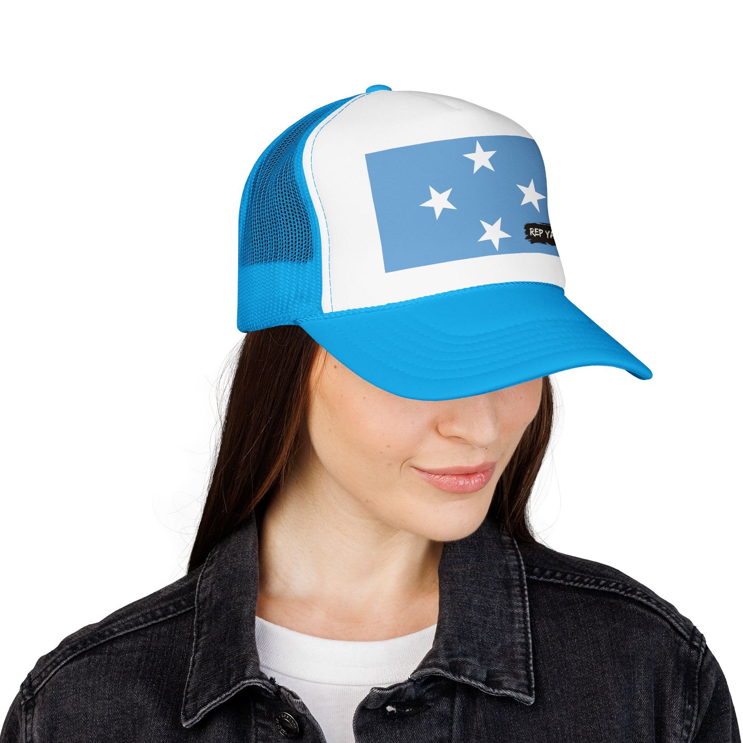 Micronesia Flag Foam Trucker Hat | Micronesian Pride Snapback Cap | Rep Ya Flag