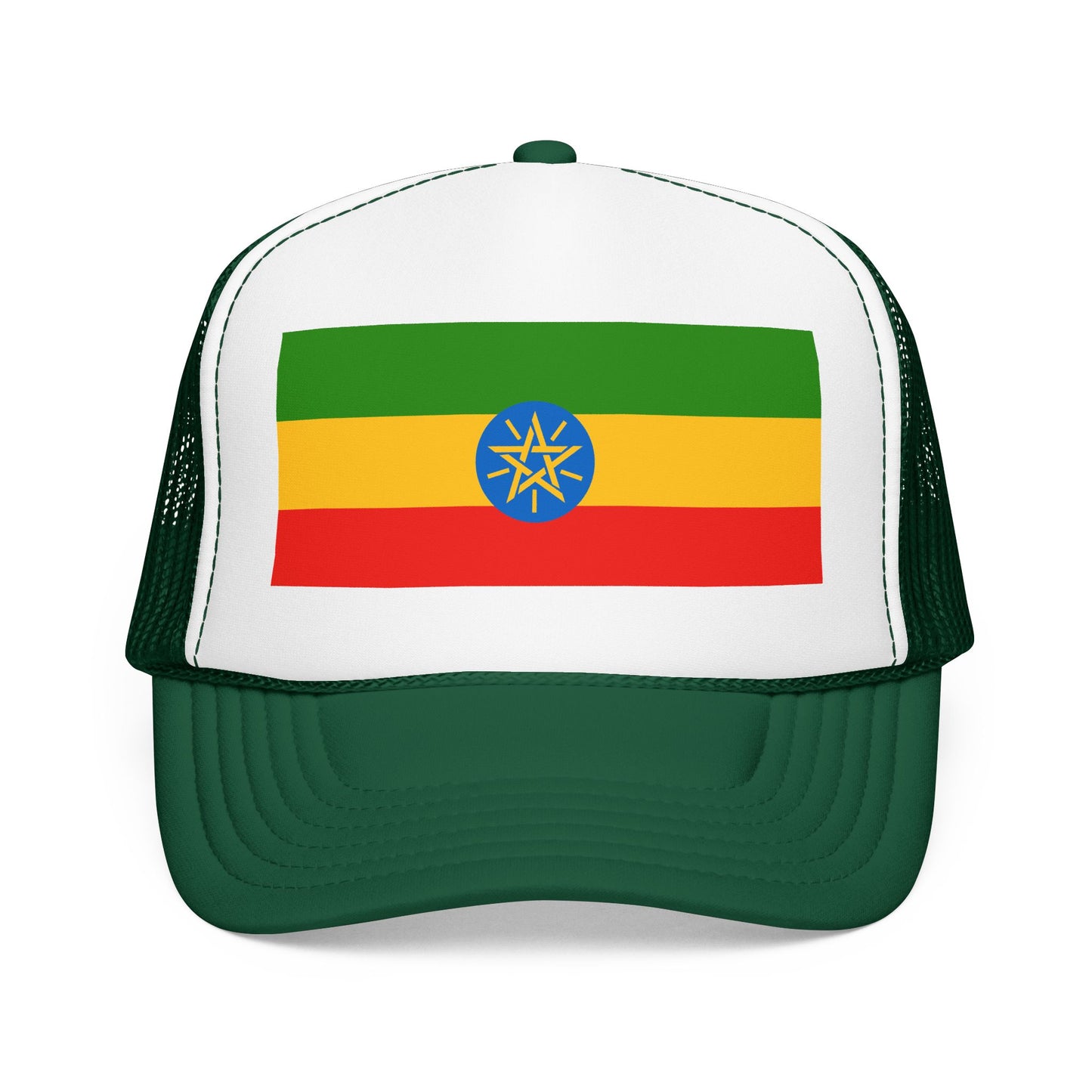 Ethiopia Flag Foam Trucker Hat | Ethiopian Pride Snapback Cap | Rep Ya Flag
