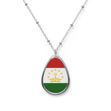 Tajikistan Flag Oval Necklace