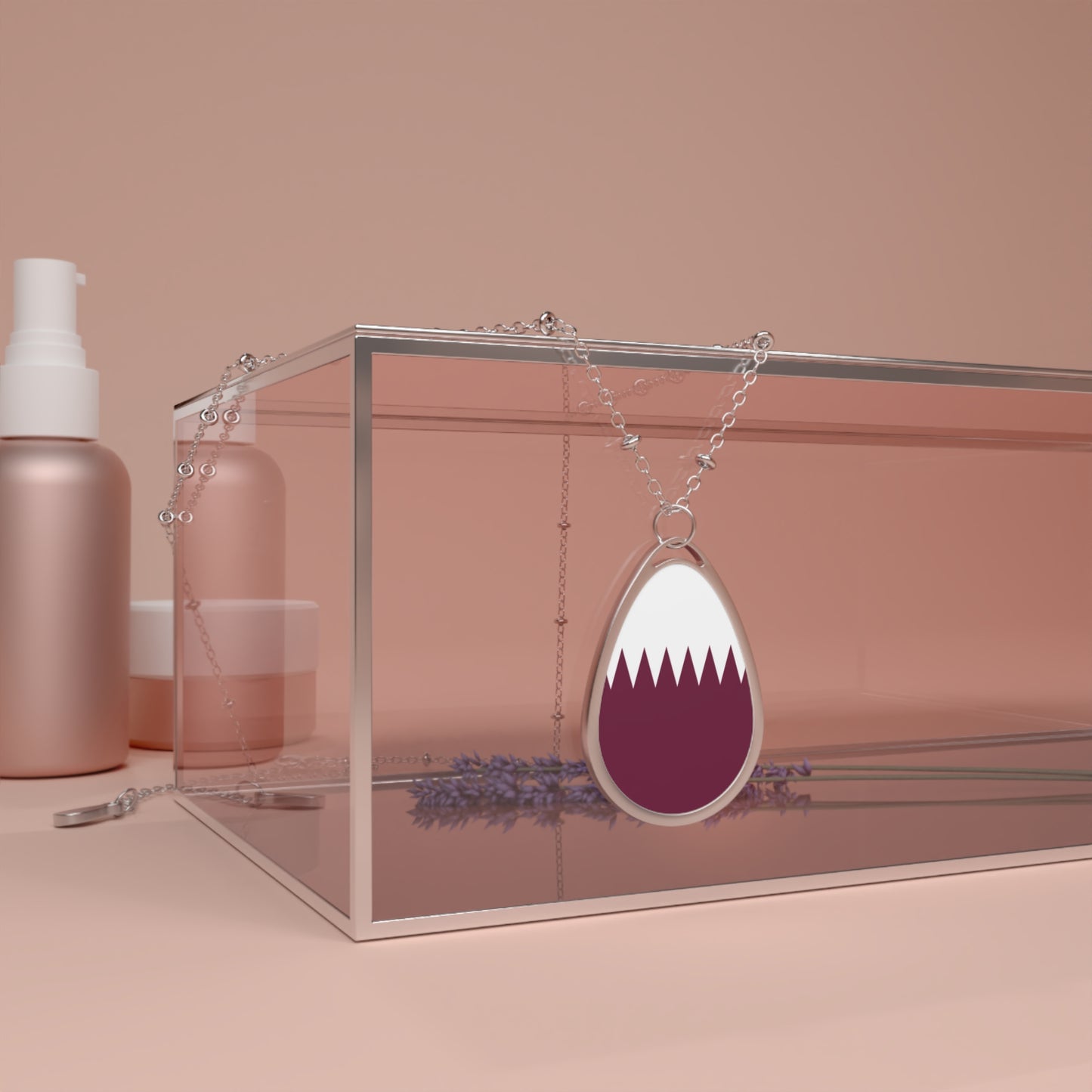 Qatar Flag Oval Necklace | Qatari Heritage Pendant | Rep Ya Flag