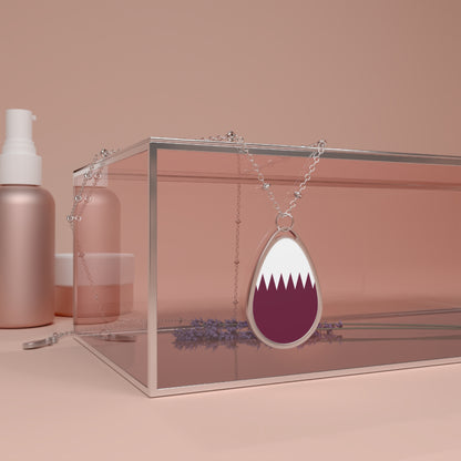 Qatar Flag Oval Necklace | Qatari Heritage Pendant | Rep Ya Flag