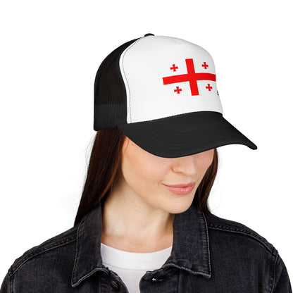 Georgia Flag Foam Trucker Hat | Georgian Pride Snapback Cap | Rep Ya Flag