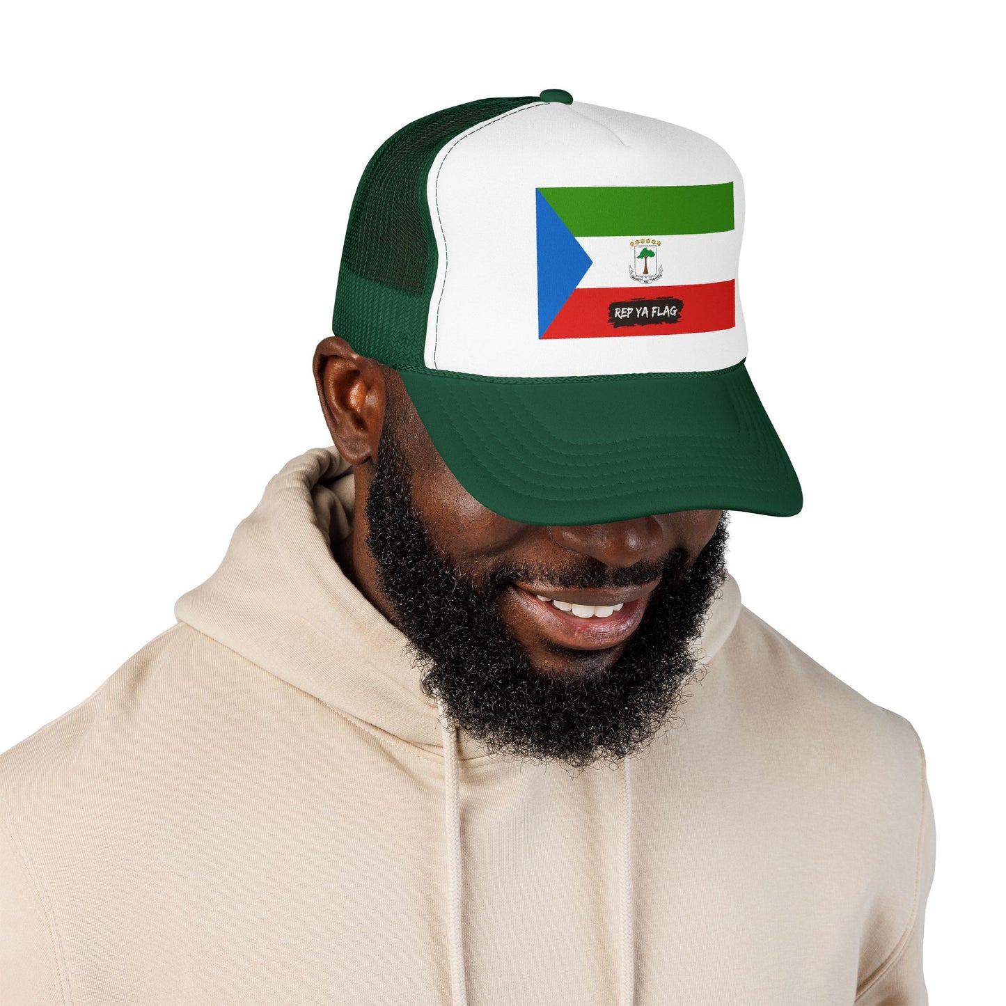 Equatorial Guinea Flag Foam Trucker Hat | Equatoguinean Pride Snapback Cap | Rep Ya Flag