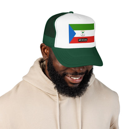 Equatorial Guinea Flag Foam Trucker Hat | Equatoguinean Pride Snapback Cap | Rep Ya Flag