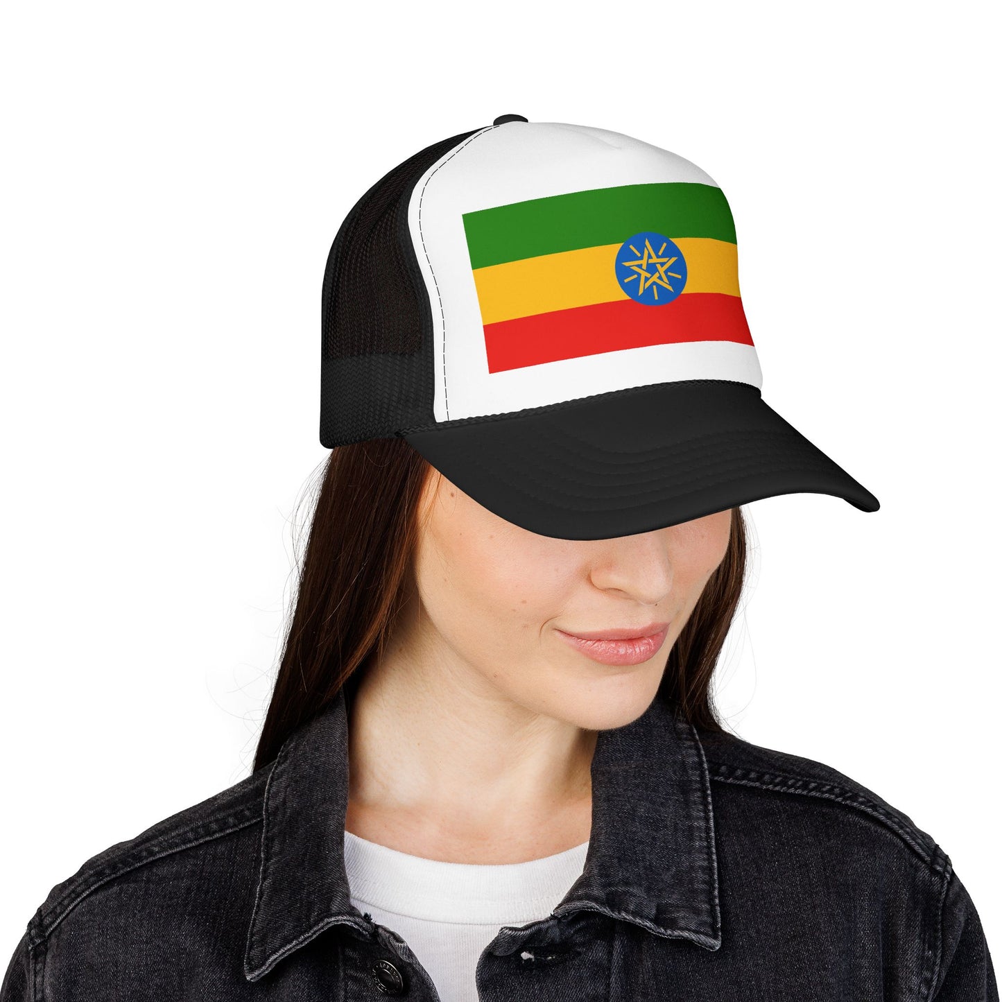 Ethiopia Flag Foam Trucker Hat | Ethiopian Pride Snapback Cap | Rep Ya Flag