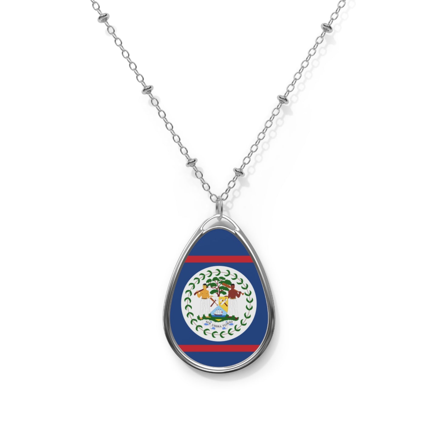Belize Flag Oval Necklace | Belizean Heritage Pendant | Rep Ya Flag