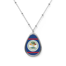 Belize Flag Oval Necklace | Belizean Heritage Pendant | Rep Ya Flag