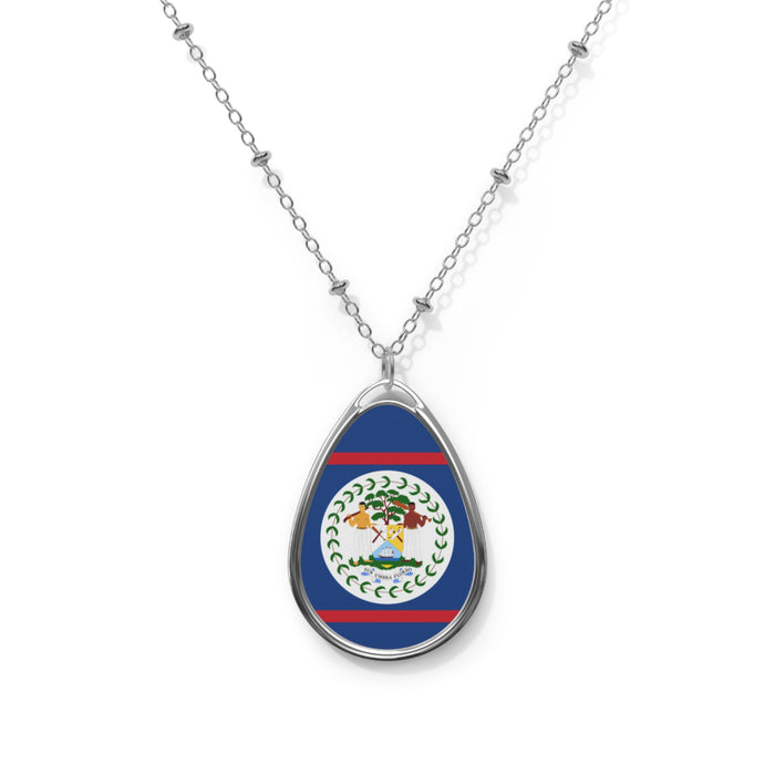 Belize Flag Oval Necklace – Belizean Heritage Pendant