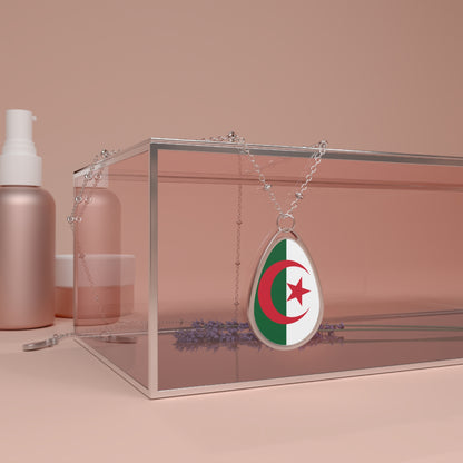 Algeria Flag Oval Necklace | Algerian Pride Patriotic Jewelry | Rep Ya Flag