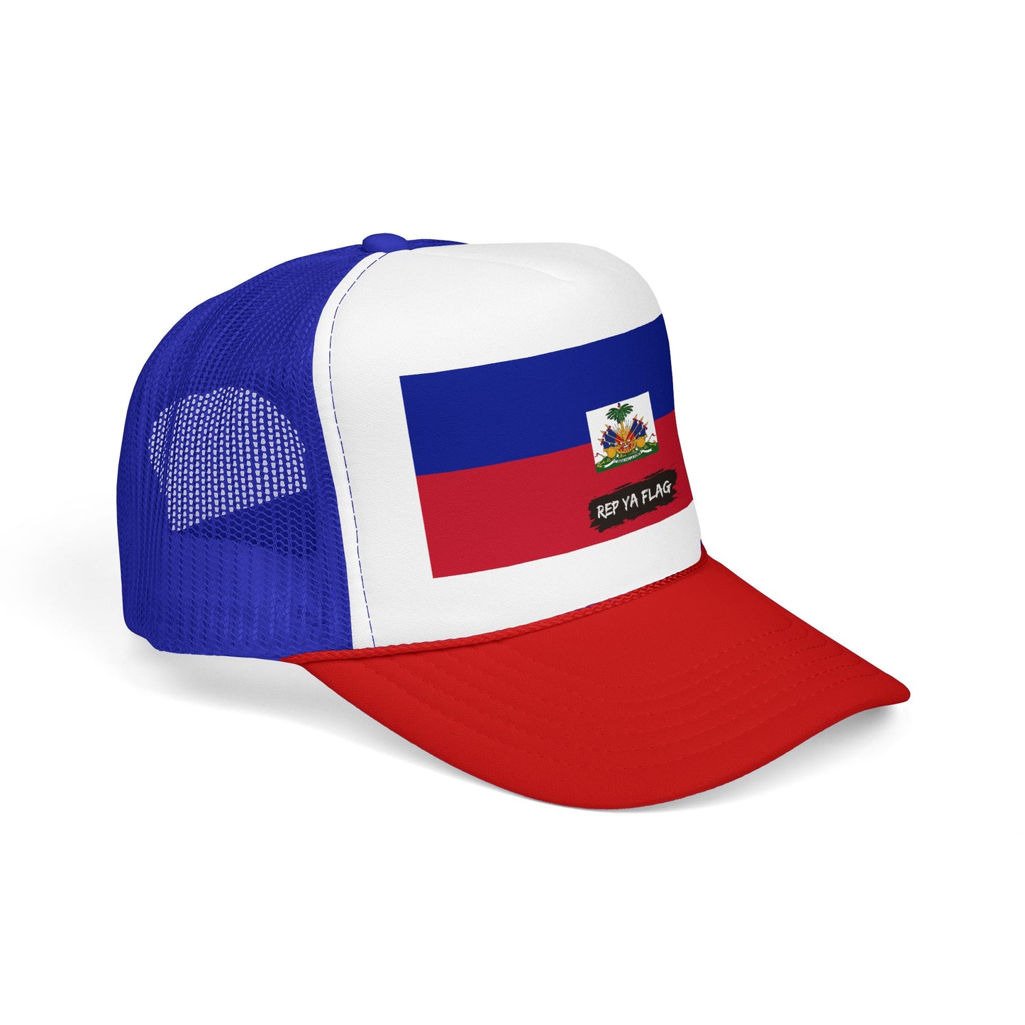 Haiti Flag Foam Trucker Hat | Haitian Pride Snapback Cap | Rep Ya Flag