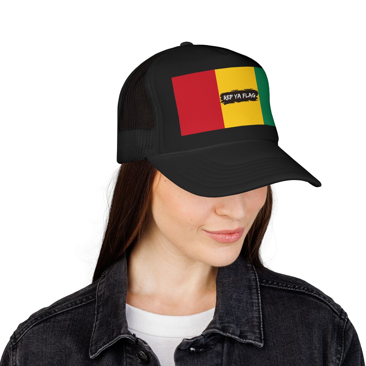 Guinea Flag Foam Trucker Hat | Guinean Pride Snapback Cap | Rep Ya Flag