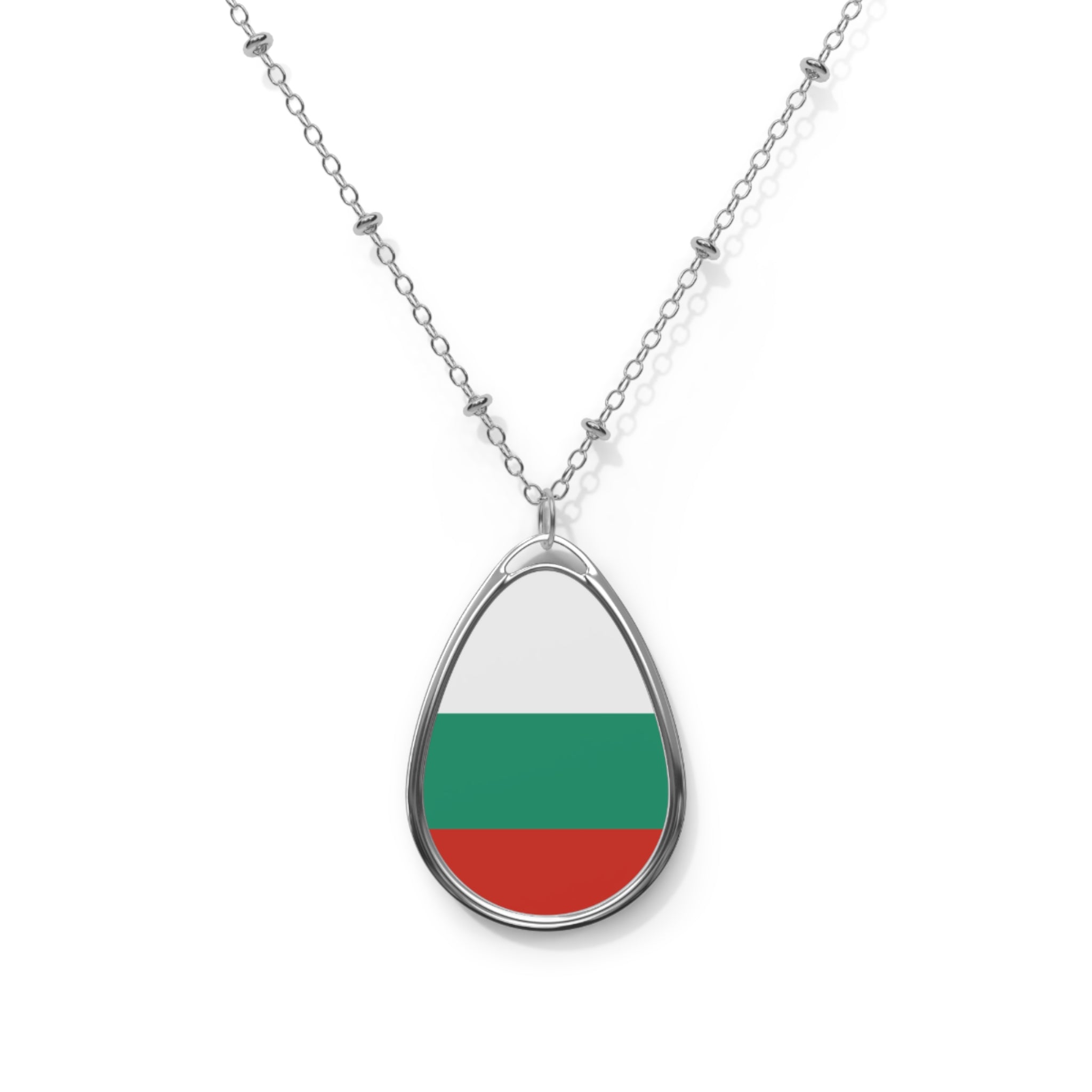 Bulgaria Flag Oval Necklace | Bulgarian Heritage Pendant | Rep Ya Flag