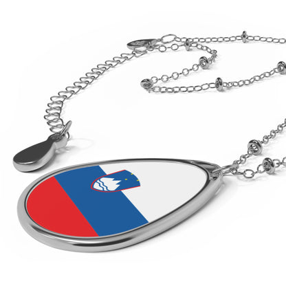 Slovenia Flag Oval Necklace | Slovenian Heritage Pendant | Rep Ya Flag