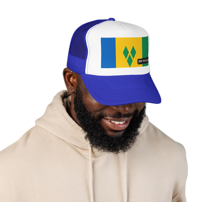 Saint Vincent and the Grenadines Flag Foam Trucker Hat | Vincentian Pride Snapback Cap | Rep Ya Flag