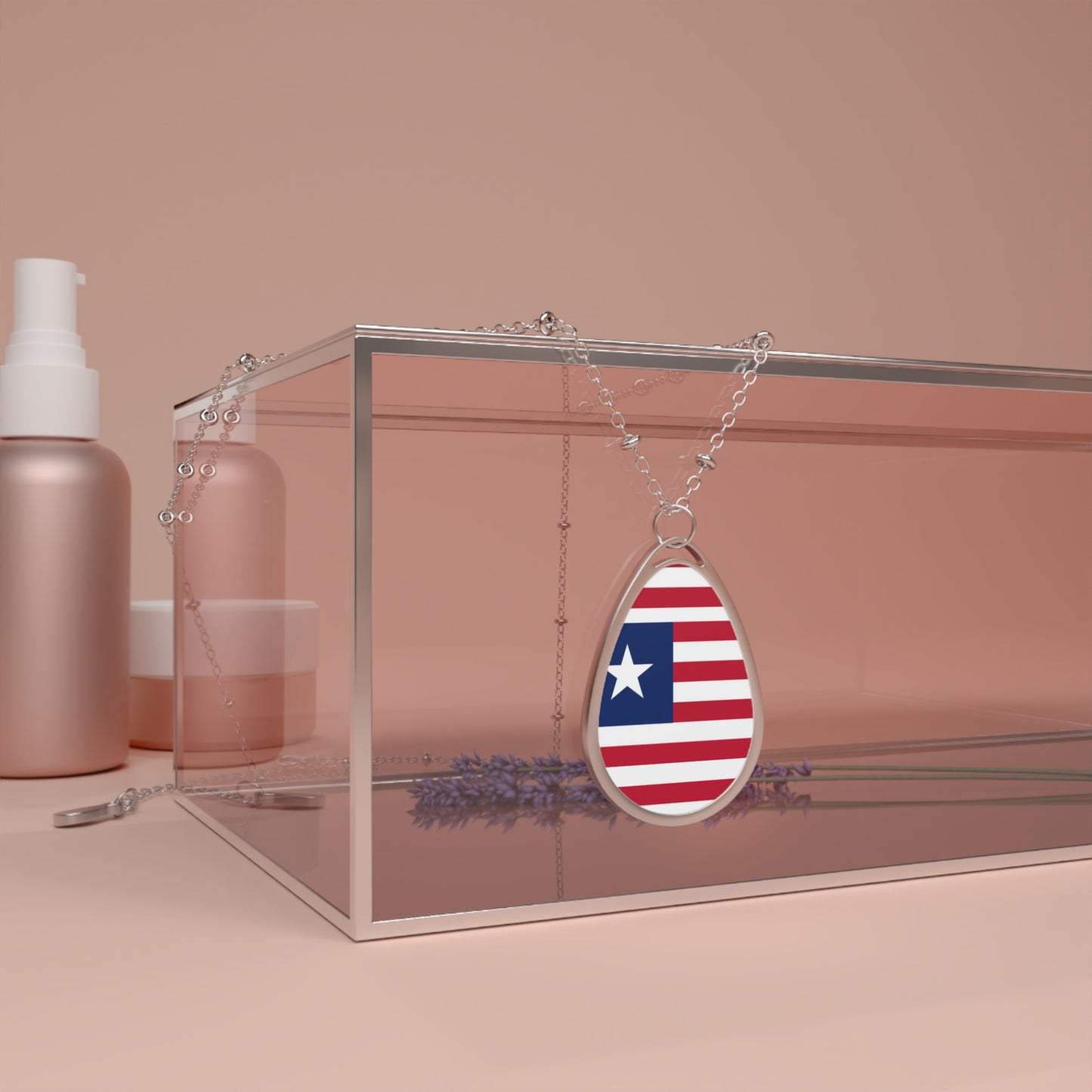 Liberia Flag Oval Necklace | Liberian Heritage Pendant | Rep Ya Flag