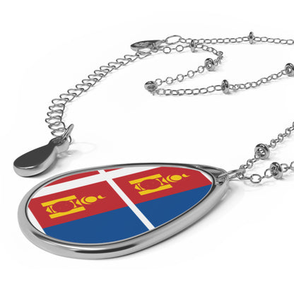 Mongolia Flag Oval Necklace | Mongolian Heritage Jewelry | Rep Ya Flag Pendant Necklace
