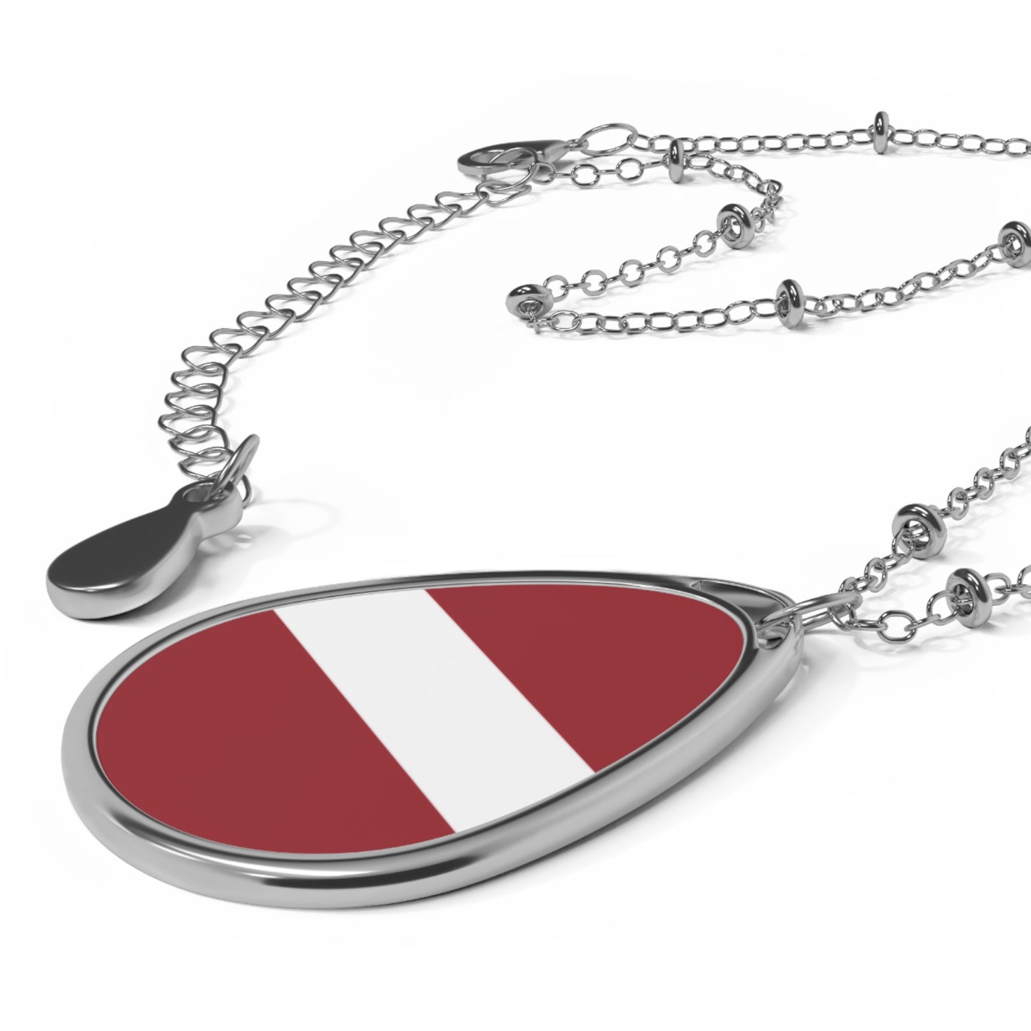 Latvia Flag Oval Necklace | Latvian Heritage Pendant | Rep Ya Flag