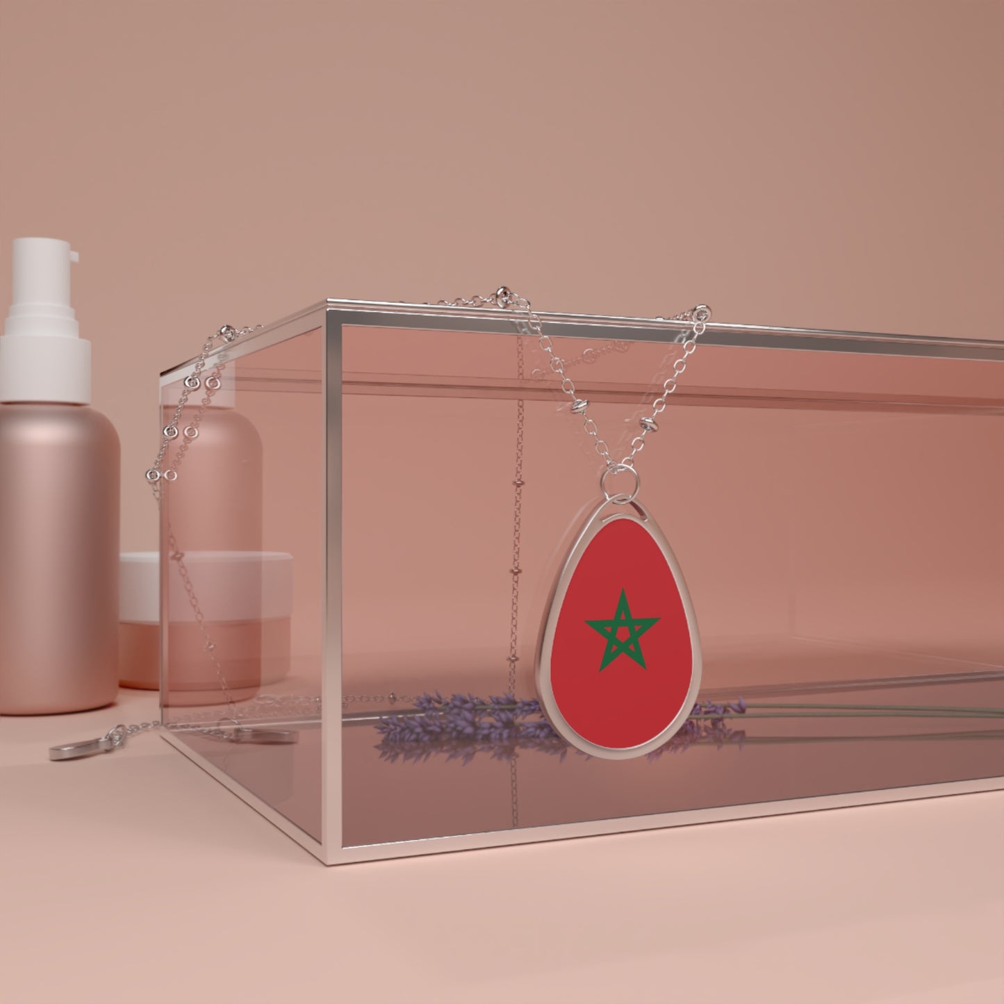 Morocco Flag Oval Necklace | Moroccan Heritage Pendant | Rep Ya Flag