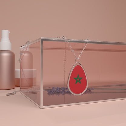 Morocco Flag Oval Necklace | Moroccan Heritage Pendant | Rep Ya Flag