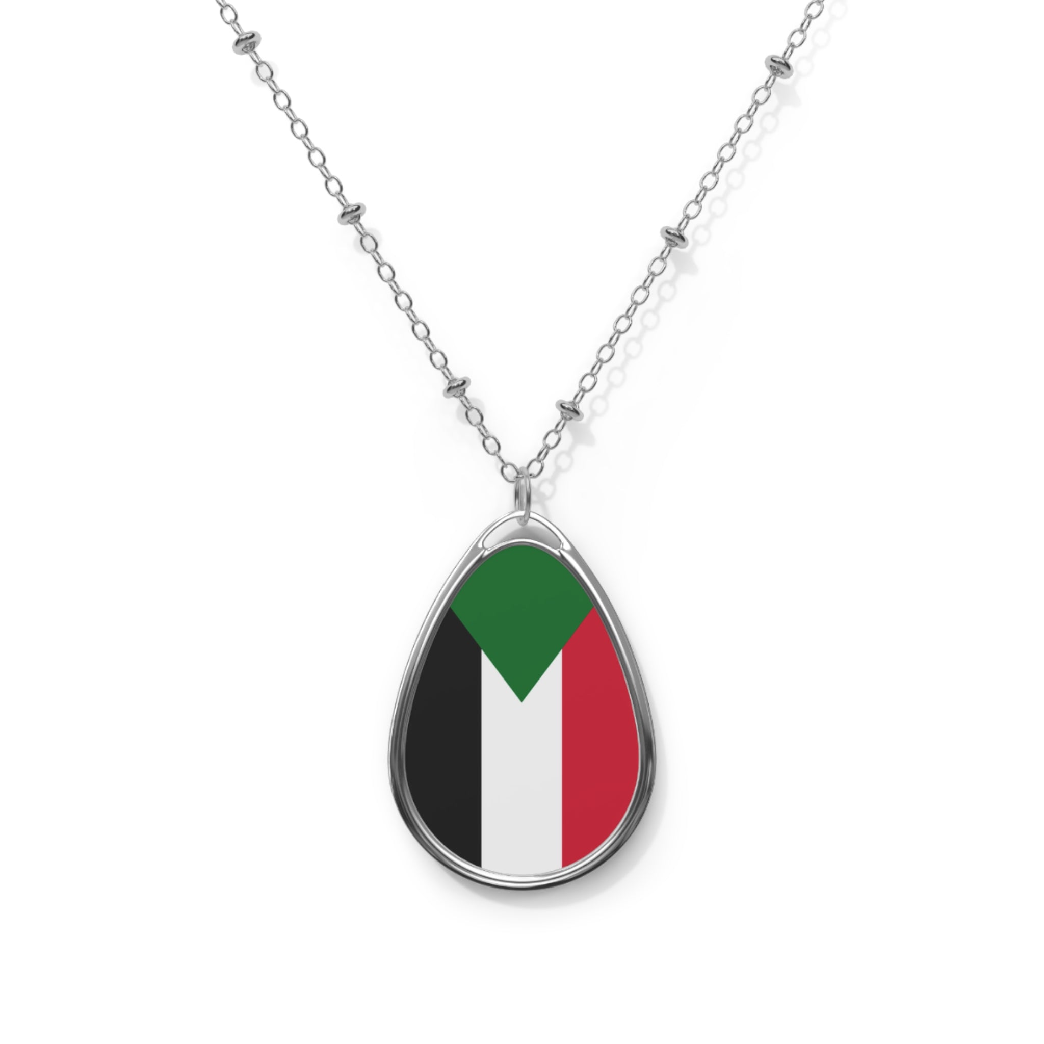Sudan Flag Oval Necklace