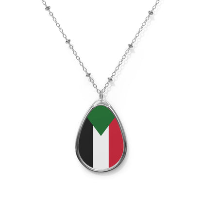 Sudan Flag Oval Necklace