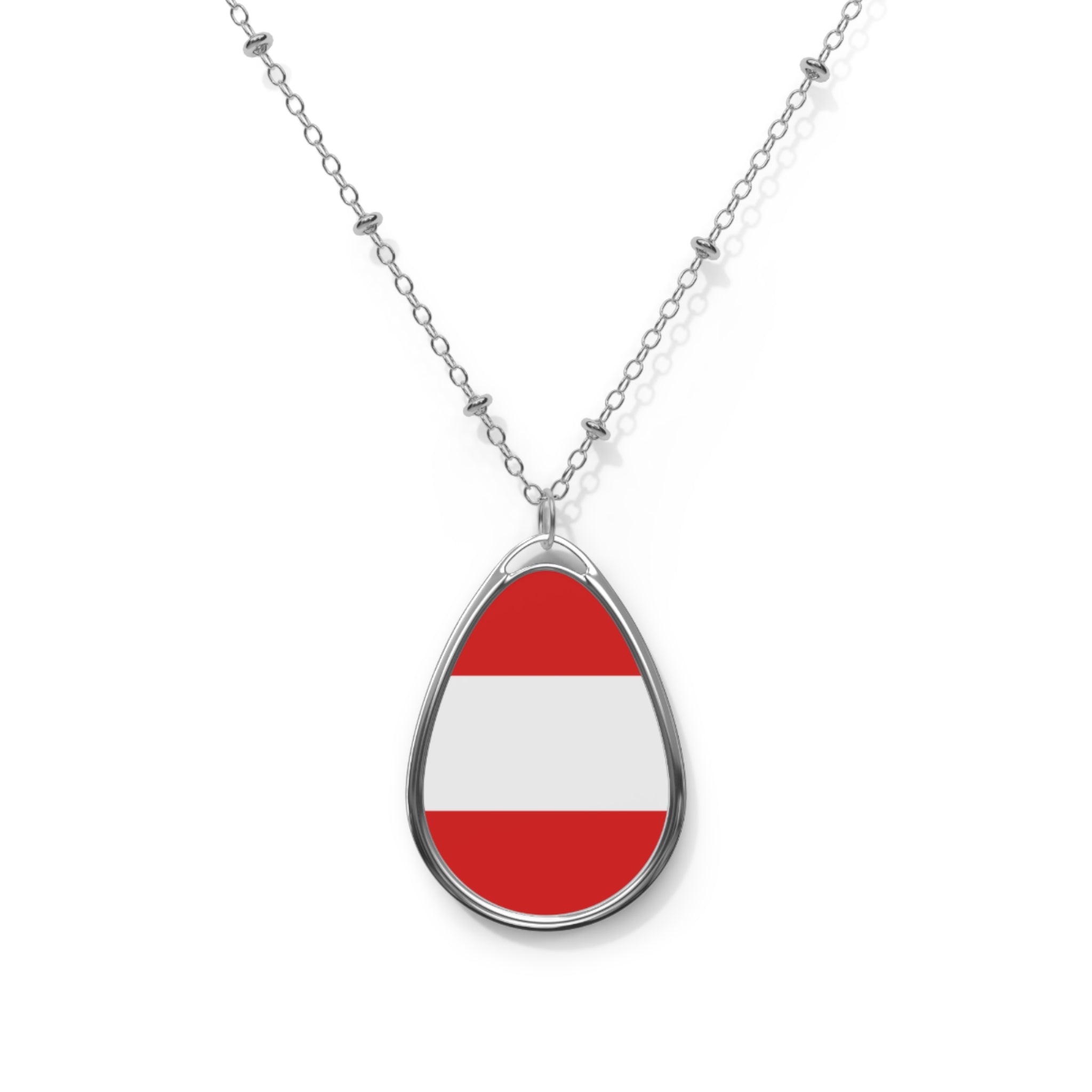 Austria Flag Oval Necklace | Austrian Heritage Pendant | Rep Ya Flag