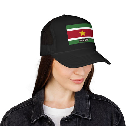 Suriname Flag Foam Trucker Hat | Rep Ya Flag design