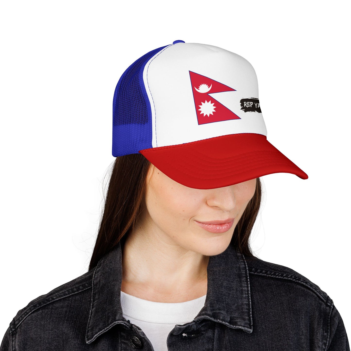 Nepal Flag Foam Trucker Hat | Nepali Pride Snapback Cap | Rep Ya Flag