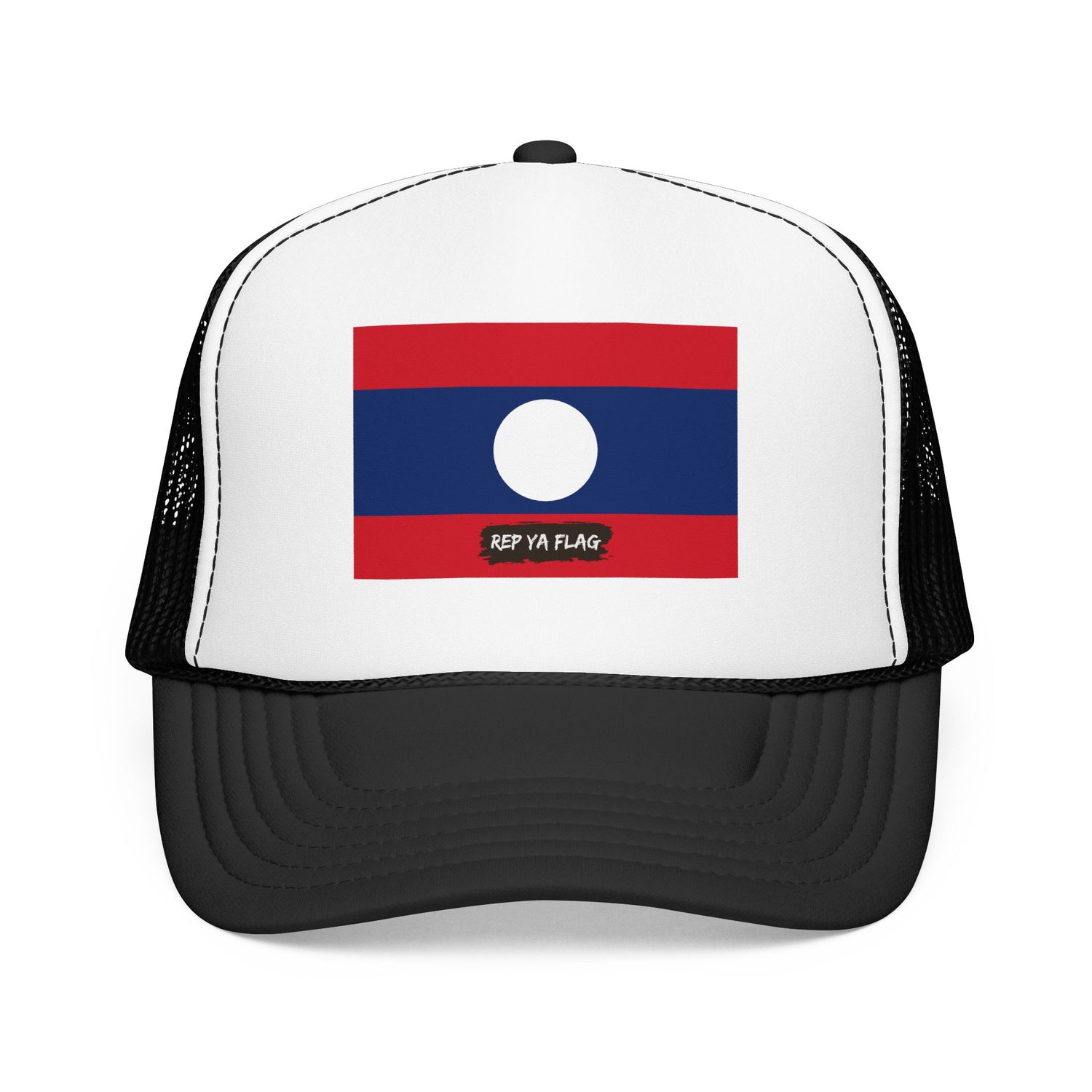 Laos Flag Foam Trucker Hat | Laotian Pride Snapback Cap | Rep Ya Flag
