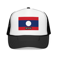Laos Flag Foam Trucker Hat | Laotian Pride Snapback Cap | Rep Ya Flag