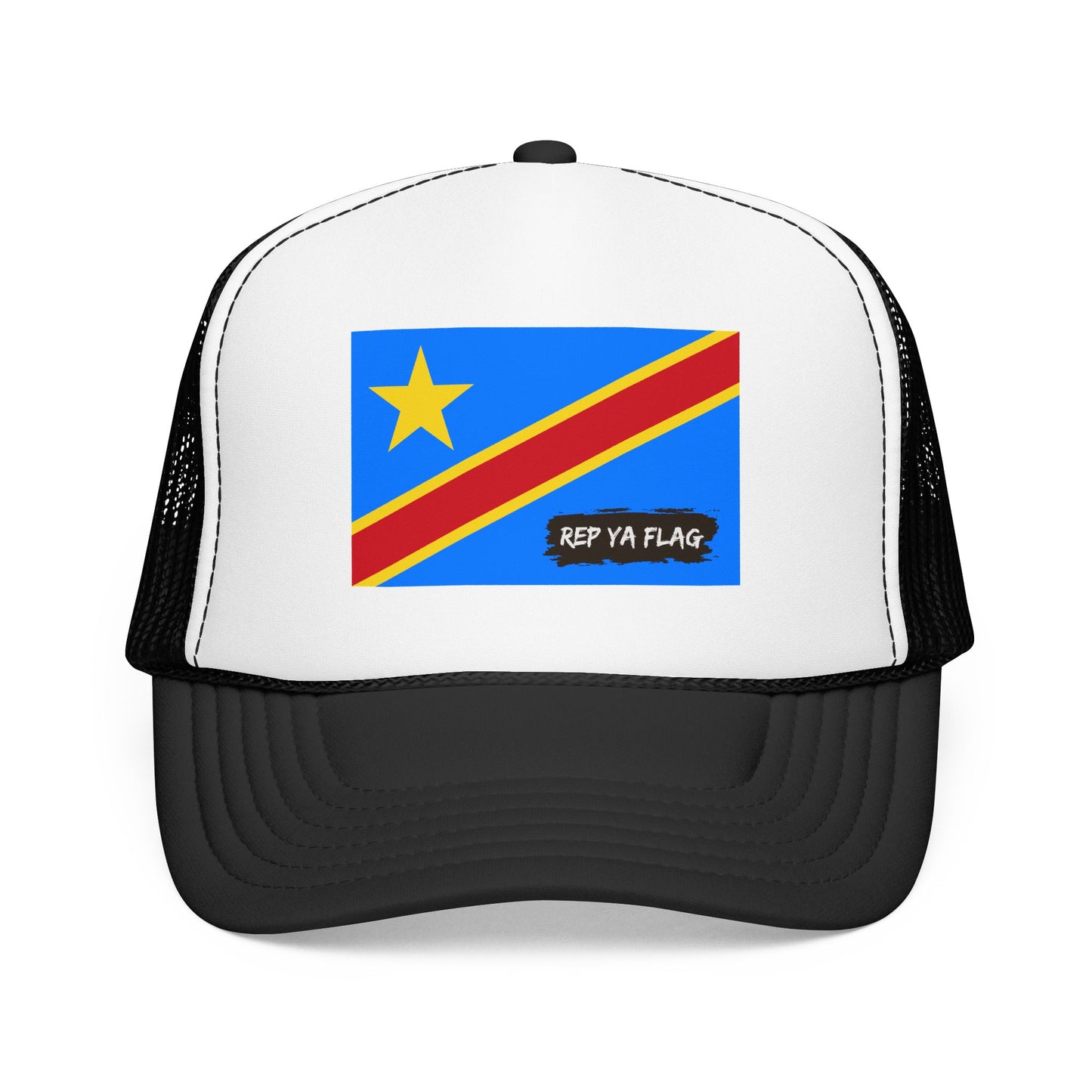 Democratic Republic of the Congo Flag Foam Trucker Hat | Congolese Pride Snapback Cap | Rep Ya Flag