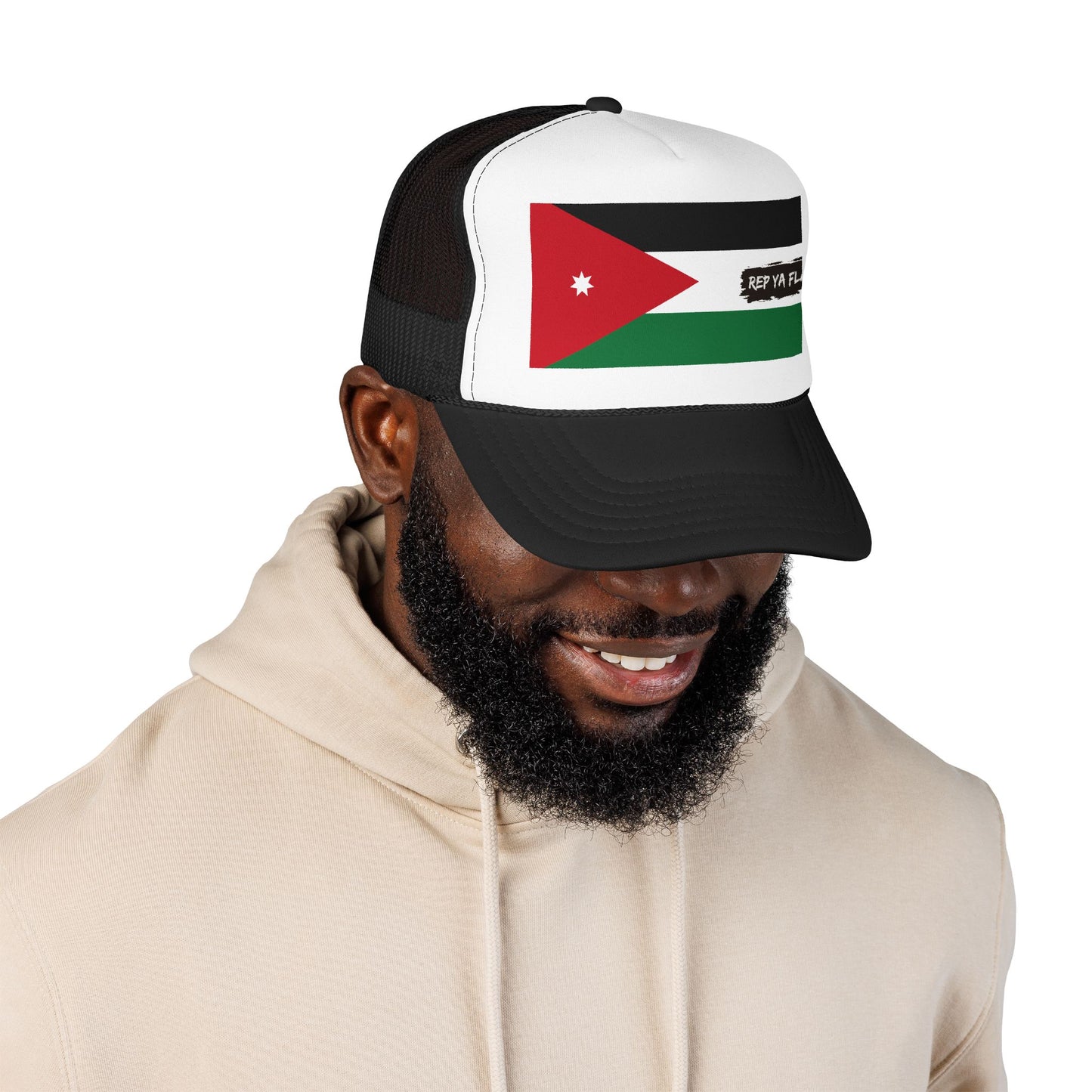 Jordan Flag Foam Trucker Hat | Jordanian Pride Snapback Cap | Rep Ya Flag