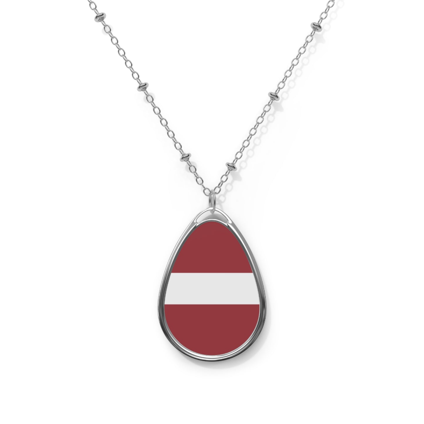 Latvia Flag Oval Necklace | Latvian Heritage Pendant | Rep Ya Flag