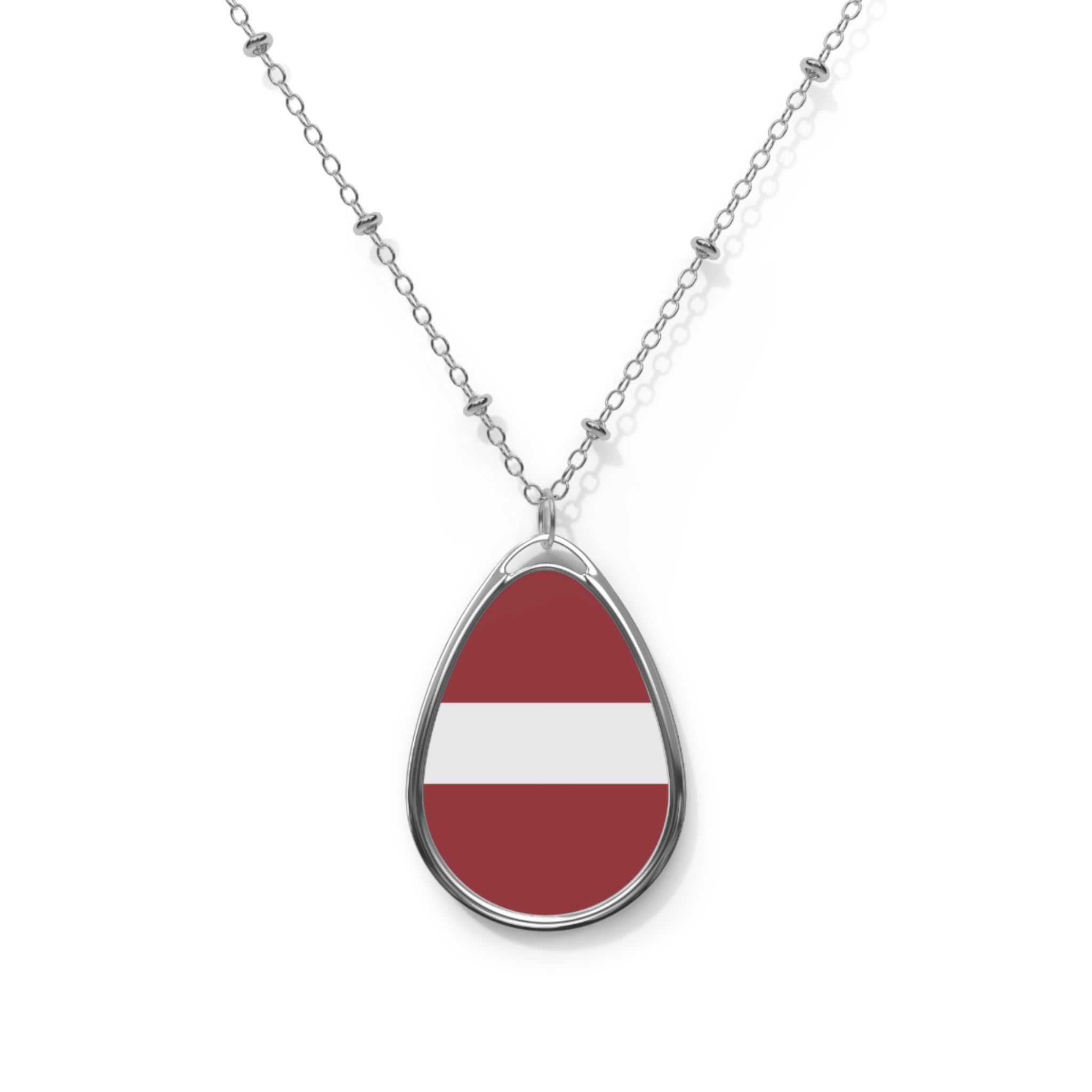 Latvia Flag Oval Necklace | Latvian Heritage Pendant | Rep Ya Flag