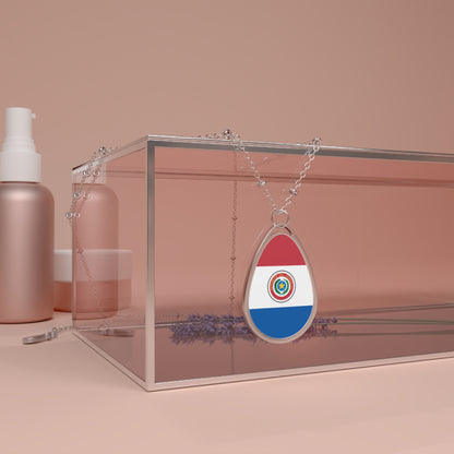 Paraguay Flag Oval Necklace | Paraguayan Heritage Pendant | Rep Ya Flag